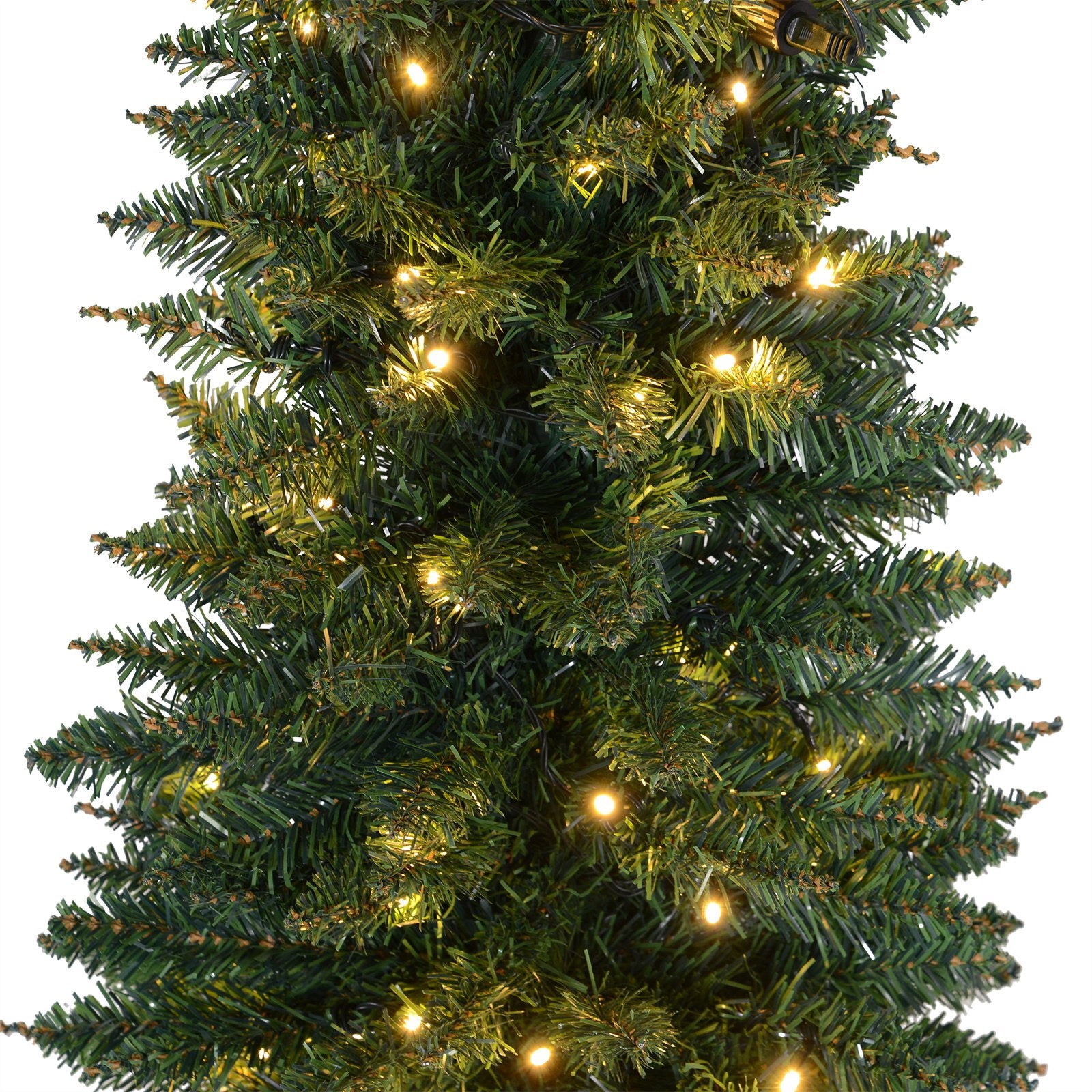 6' Pre Lit Artificial Pencil Christmas Trees, Xmas Tree with Realistic Branches and Warm White LED Lights, Green Pre Lit Christmas Trees   at Gallery Canada