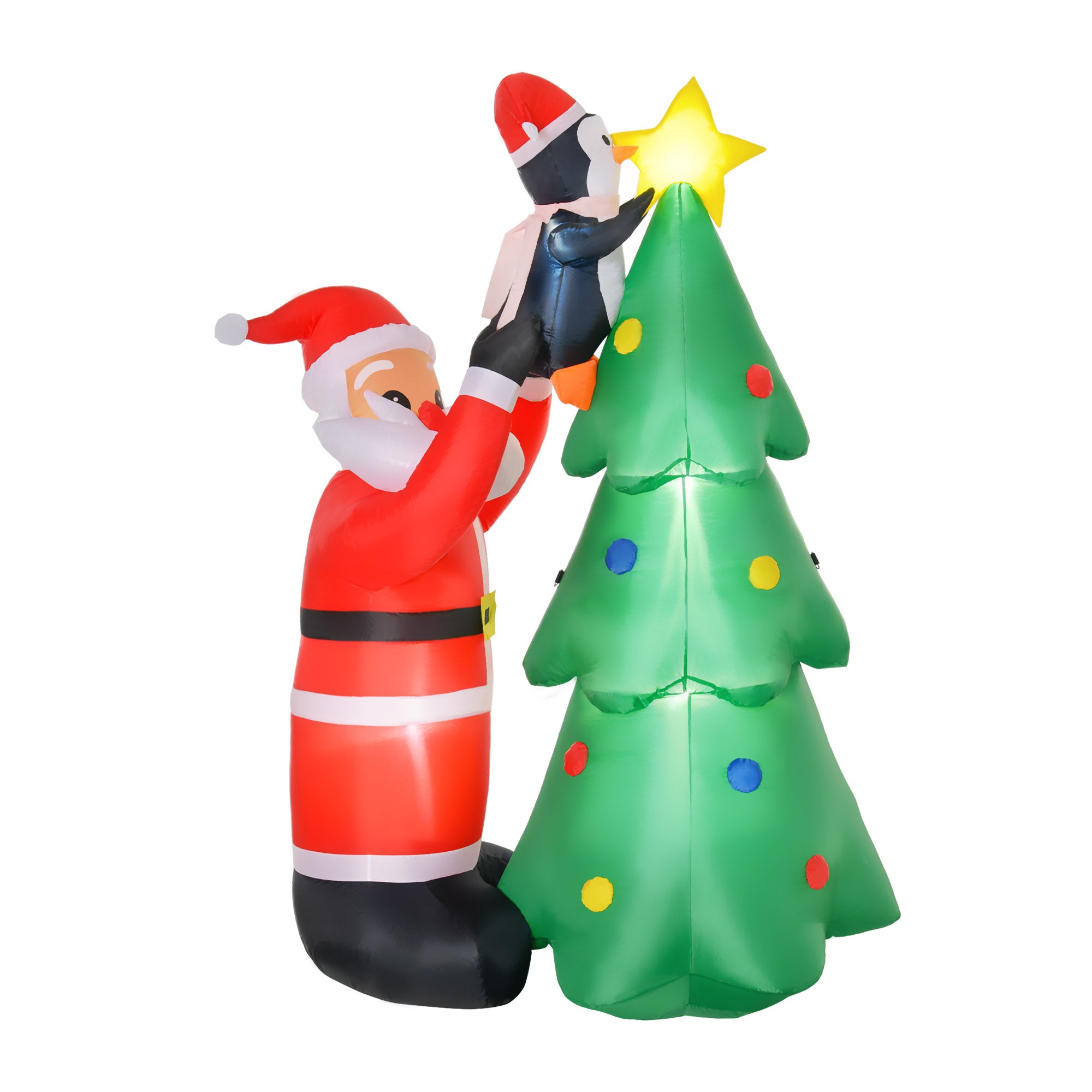 6ft Christmas Inflatable Tree with Santa Claus and Penguin Outdoor Decorations with Built-in white Lights Xmas Blow up Decor for Yard Lawn Garden Christmas Inflatables Multi Colour  at Gallery Canada