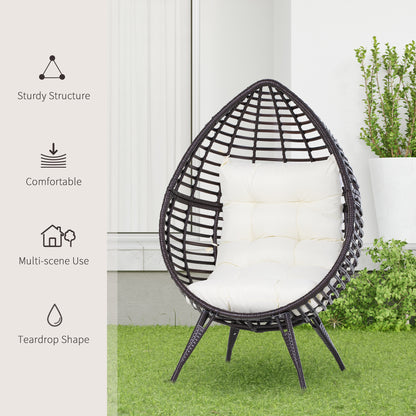 352lbs Capacity Egg Chair, Rattan Wicker Lounge for Indoor/Outdoor, Coffee Brown Patio Chairs   at Gallery Canada