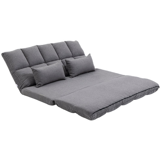 Adjustable 2-Seater Foldable Floor Sofa with 9-Position Backrest, Grey 2-Seater Sofas Grey  at Gallery Canada