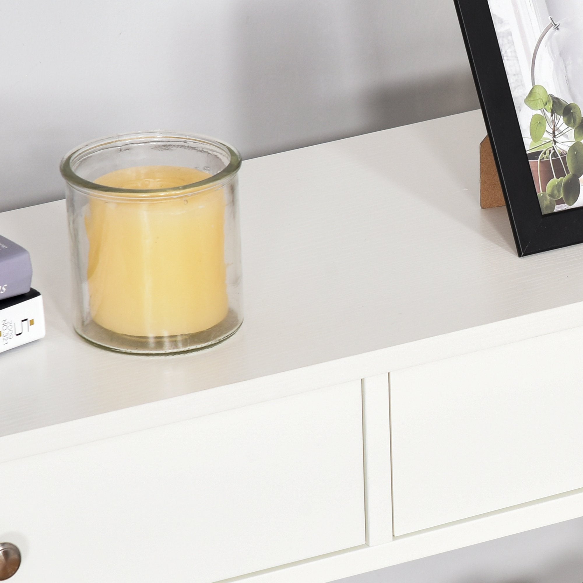 Console Table Sofa Side Desk with Storage Shelves Drawers X Frame for Living Room Entryway White Console Tables   at Gallery Canada