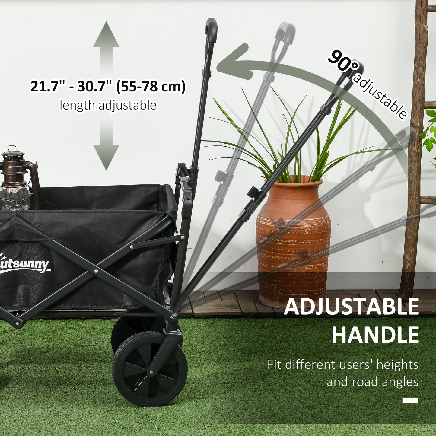 Steel Frame Folding Garden Cart, Collapsible Wagon Cart with Removable Canopy, Telescopic Handle and Carrying Bag Folding Garden Carts   at Gallery Canada