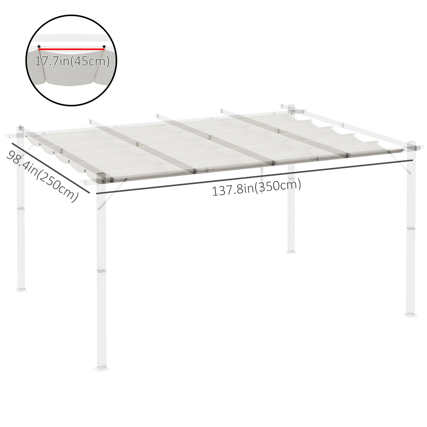 Retractable Pergola Canopy Cover Replacement for 9.8' x 13.1' Pergola, Cream White Gazebo Canopy Replacement   at Gallery Canada