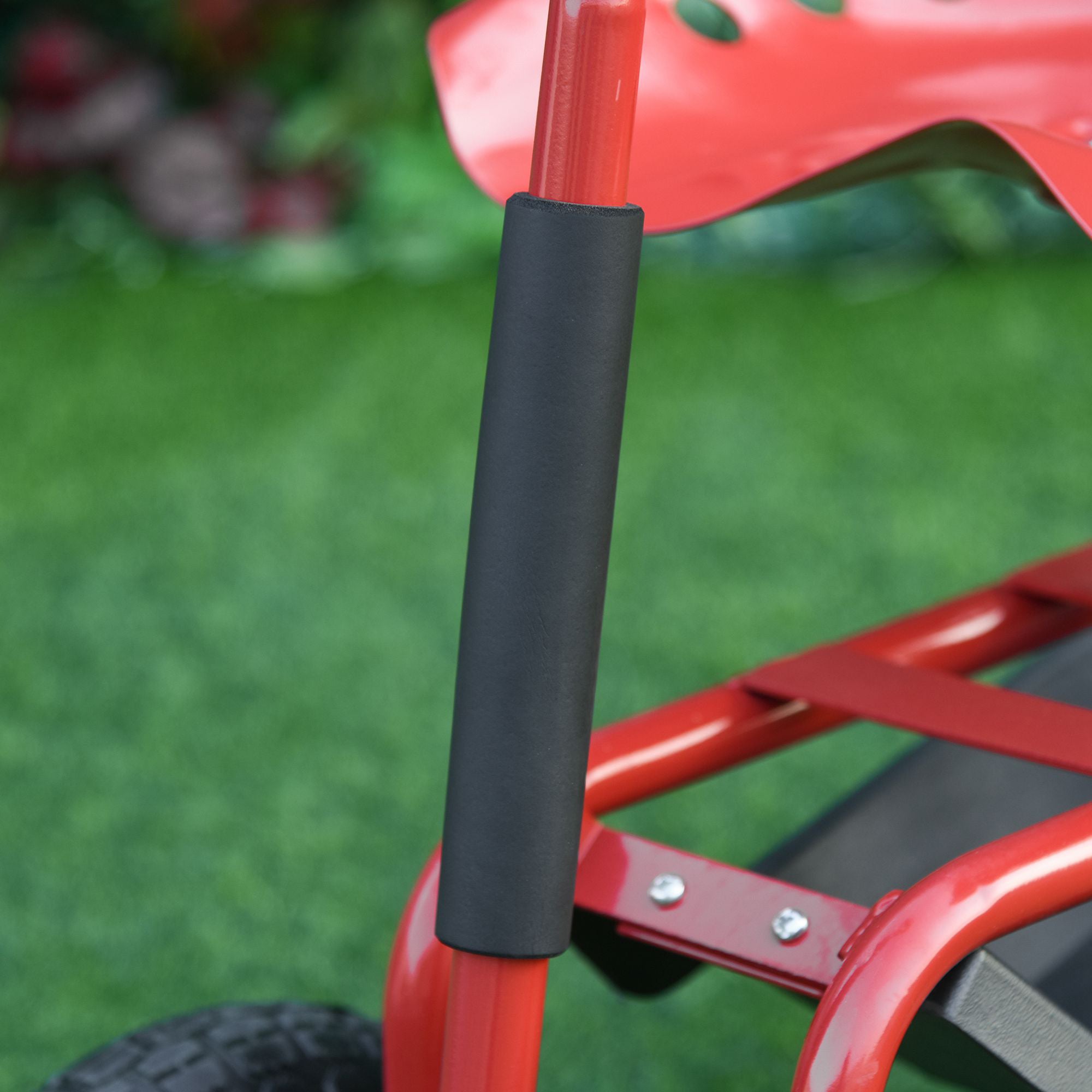 Rolling Garden Cart, Scooter with Swivel and Adjustable Seat, Tool Tray, Bucket Basket, Red and Black Folding Garden Carts   at Gallery Canada