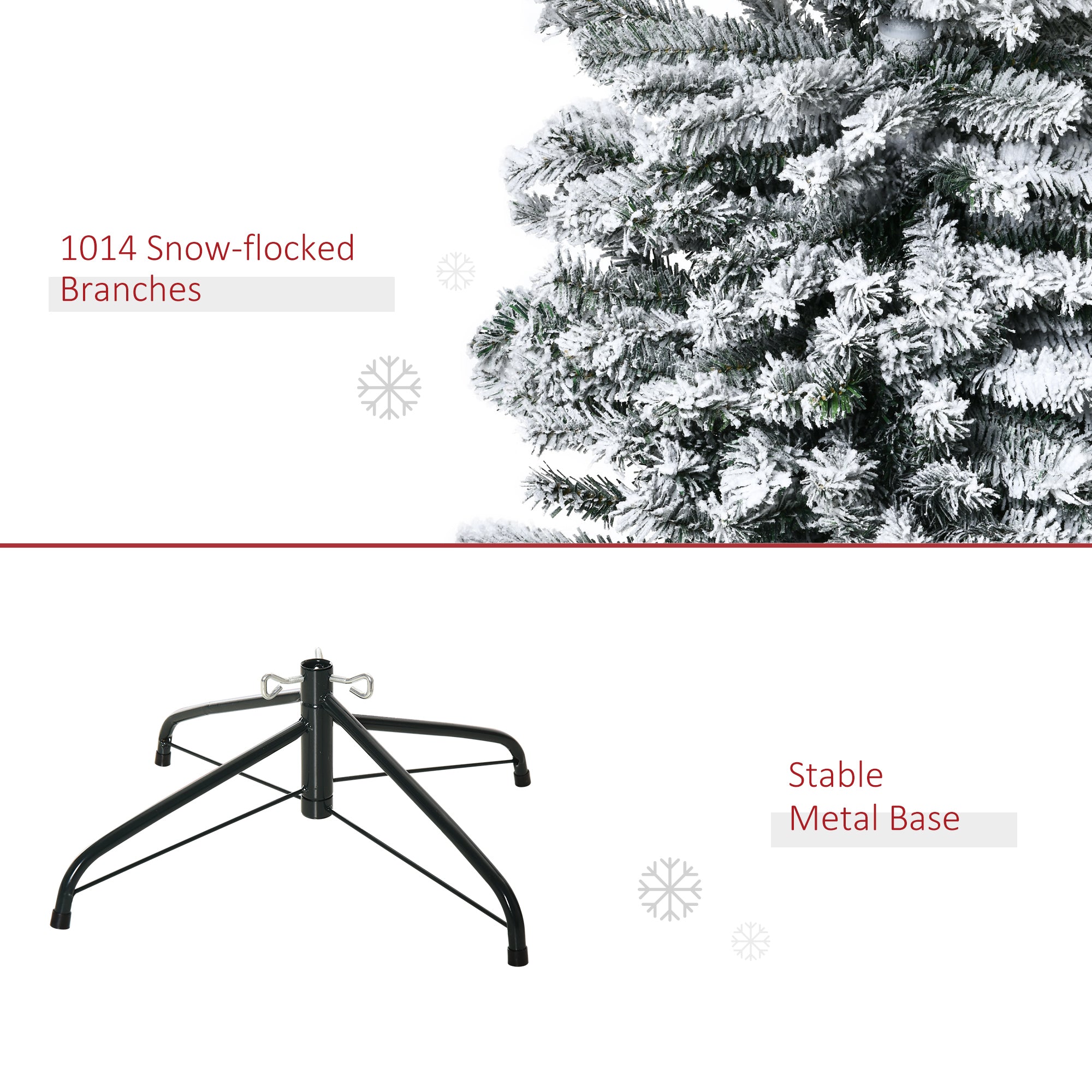 9ft Snow Flocked Pencil Christmas Tree Artificial Slim Xmas Tree with Realistic Branch Tips Folding Metal Stand Pencil Christmas Trees   at Gallery Canada