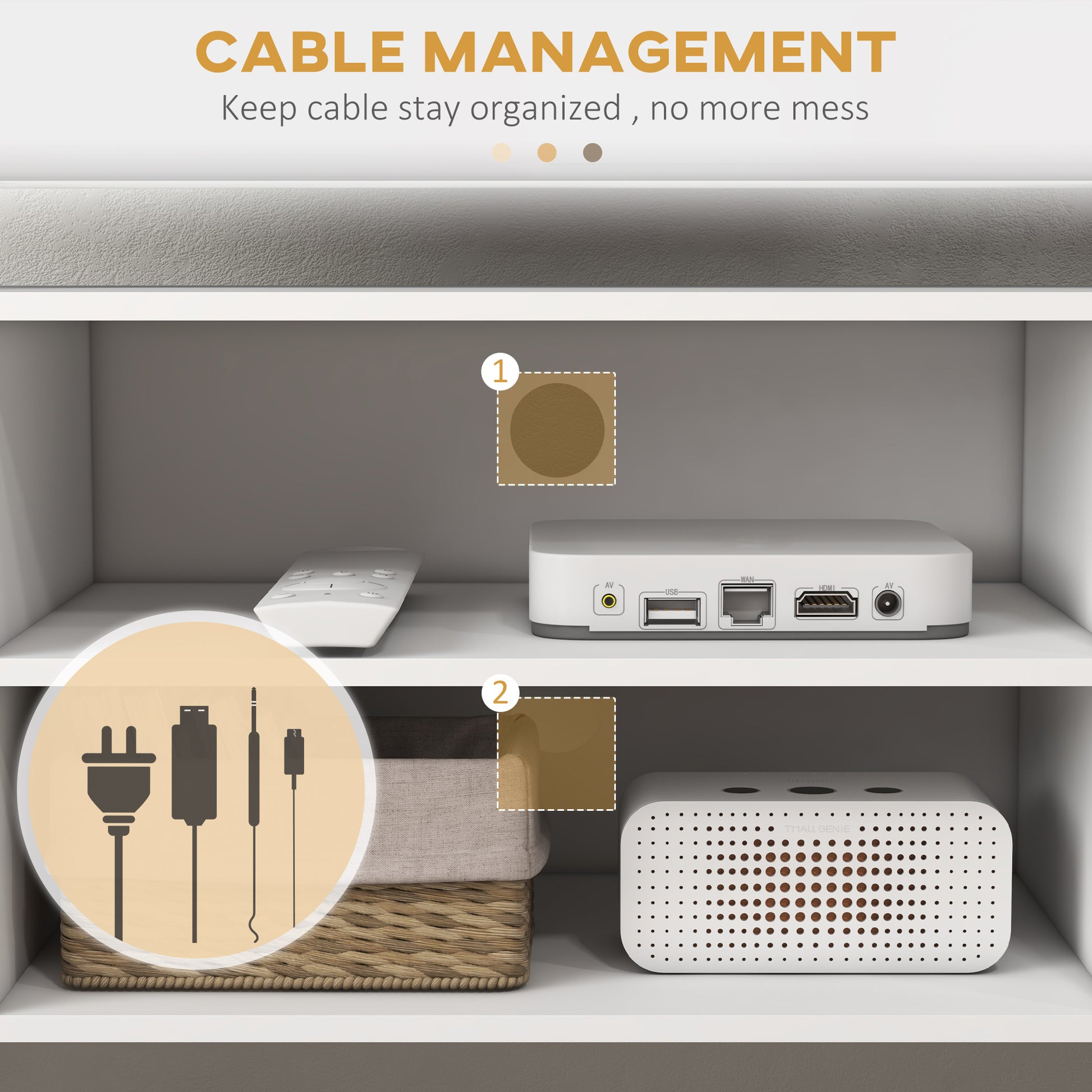 TV Stand Cabinet for TVs up to 55 Inches, Entertainment Unit with Storage Shelves and Wood Legs for Living Room, White TV Stands   at Gallery Canada