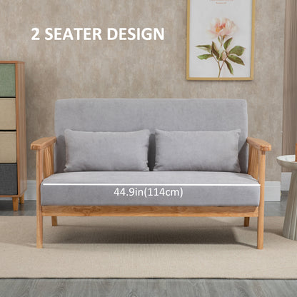 51" 2 Seat Sofa, Modern Love Seats Furniture, Upholstered 2 Seater Couch with 2 Throw Cushions, Rubber Wood Frame, Gray 2-Seater Sofas   at Gallery Canada