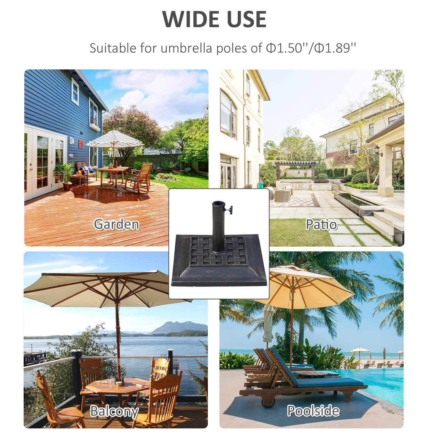 Resin Square Patio Umbrella Stand Base Coated Pole Market Umbrella parasol Holder Bronze Umbrella Bases   at Gallery Canada