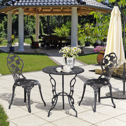 3PCs Patio Bistro Set, Outdoor Cast Aluminum Garden Table and Chairs with Umbrella Hole for Balcony, Bronze Bistro Sets   at Gallery Canada