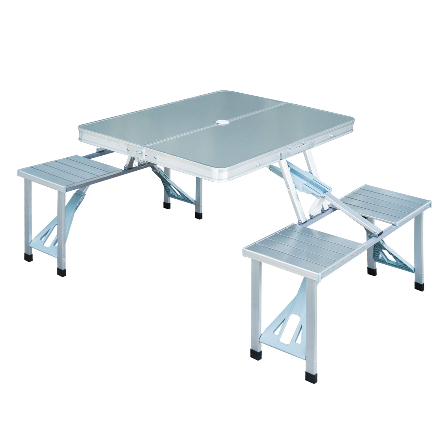 Picnic Table Junior Folding Camping Table Set Portable Camping Garden BBQ Party, Silver Picnic Tables & Camping Chairs Silver  at Gallery Canada