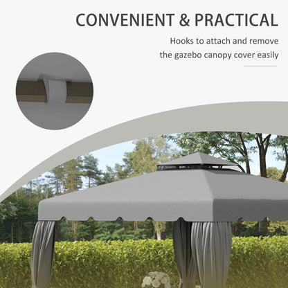 9.8' x 9.8' Gazebo Replacement Canopy, Gazebo Top Cover with Double Vented Roof for Garden Patio Outdoor (TOP ONLY), Grey Gazebo Canopy Replacement   at Gallery Canada