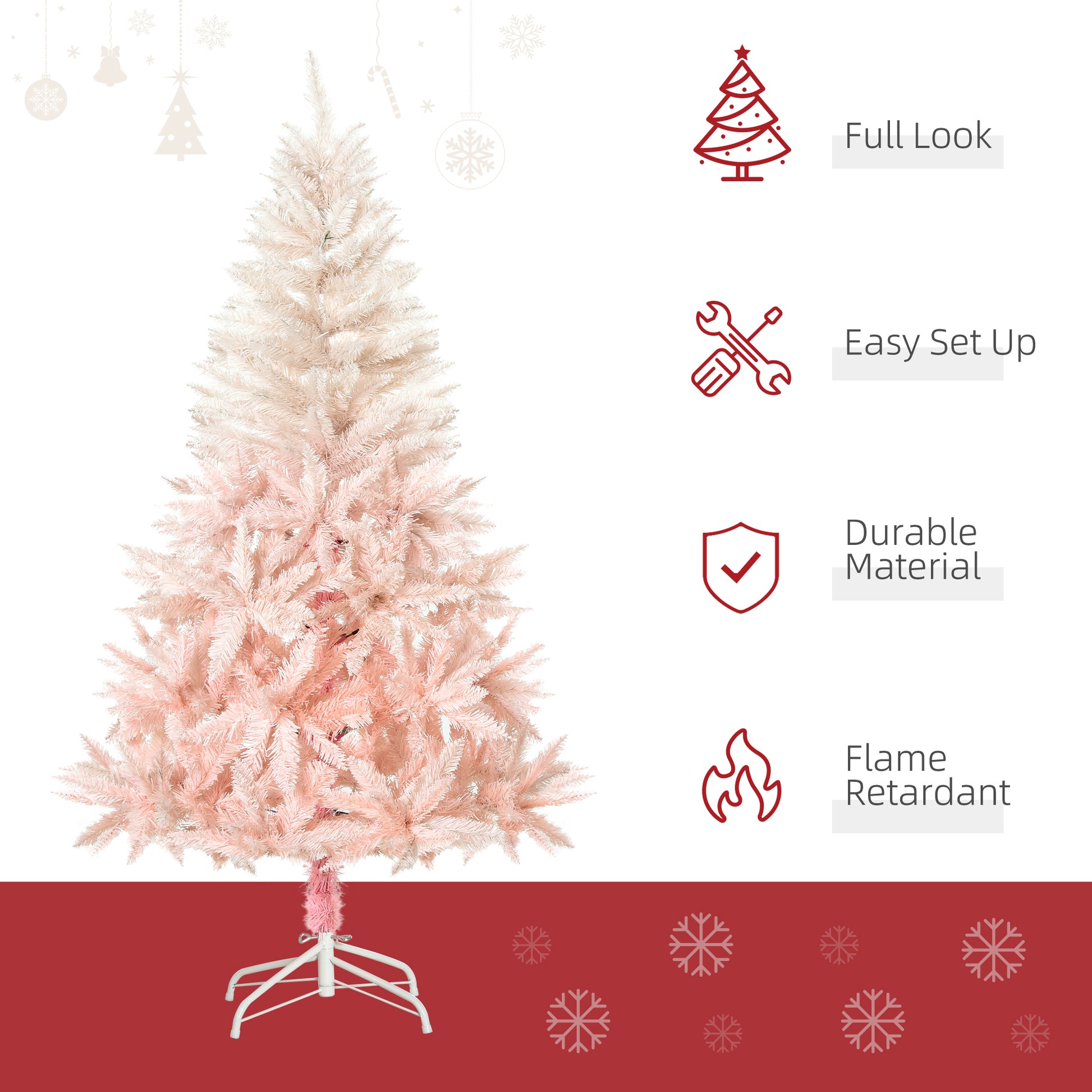 5ft Artificial Christmas Tree Home Decoration Automatic Open White and Pink Artificial Christmas Trees   at Gallery Canada