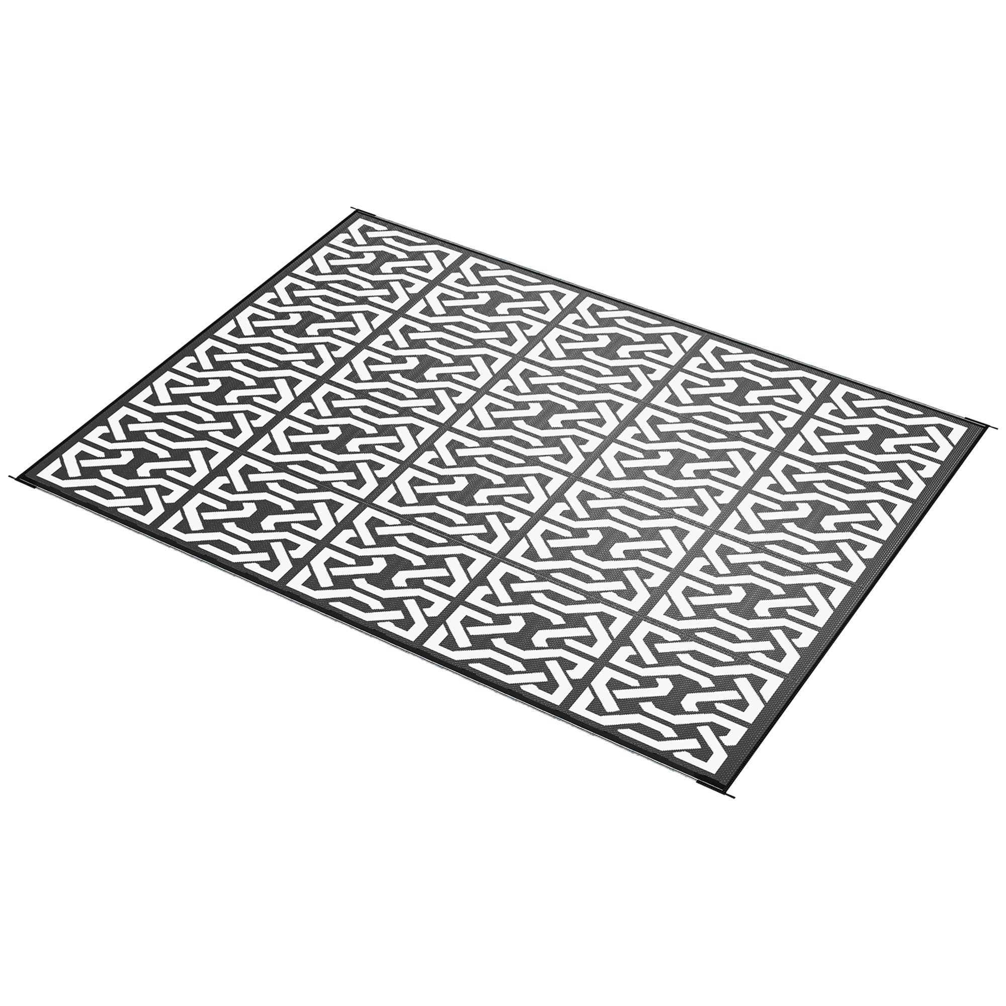 Reversible Outdoor Rug Waterproof Plastic Straw RV Rug with Carry Bag, 9' x 12', Black and White Chain Outdoor Reversible Rugs Options  at Gallery Canada