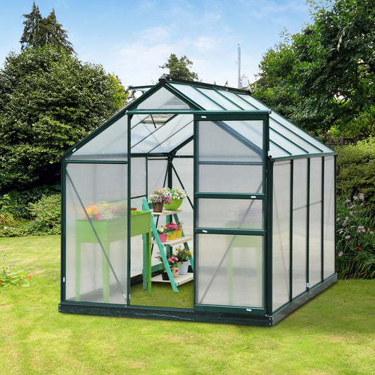 6.2' x 8.3' x 6.6' Clear Polycarbonate Greenhouse Large Walk-In Green House w/ Slide Door - Gallery Canada