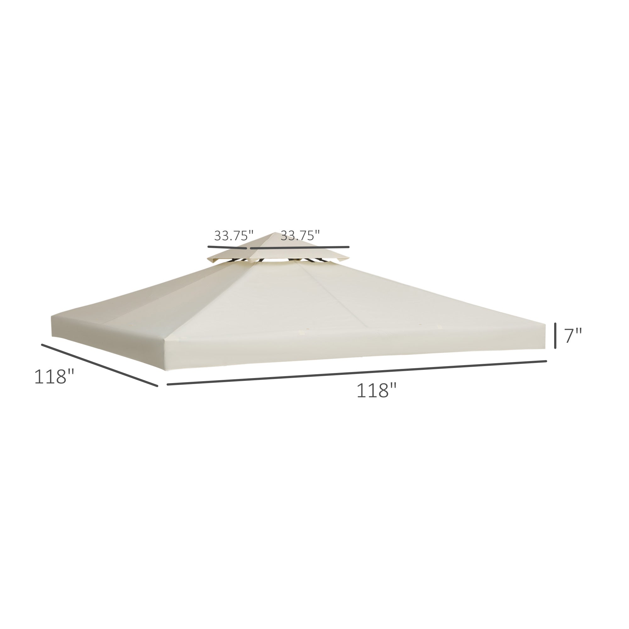 9.8' x 9.8' Square 2-Tier Gazebo Canopy Replacement Top Cover Outdoor Garden Sun Shade, Cream White Gazebo Canopy Replacement   at Gallery Canada