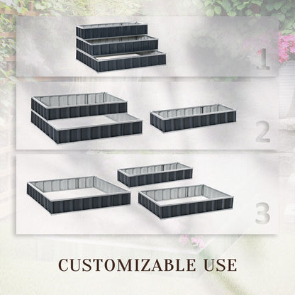 47''x47''x25'' 3 Tier Raised Garden Bed, Metal Elevated Planer Box Kit w/ A Pairs of Glove for Backyard, Patio to Grow Vegetables, Herbs, and Flowers, Grey - Gallery Canada