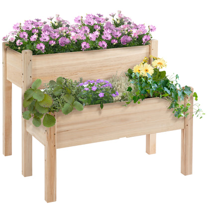 34"x34"x28" 2-Tier Raised Garden Bed Wooden Planter Box for Backyard, Patio to Grow Vegetables, Herbs, and Flowers Elevated Garden Beds Natural  at Gallery Canada