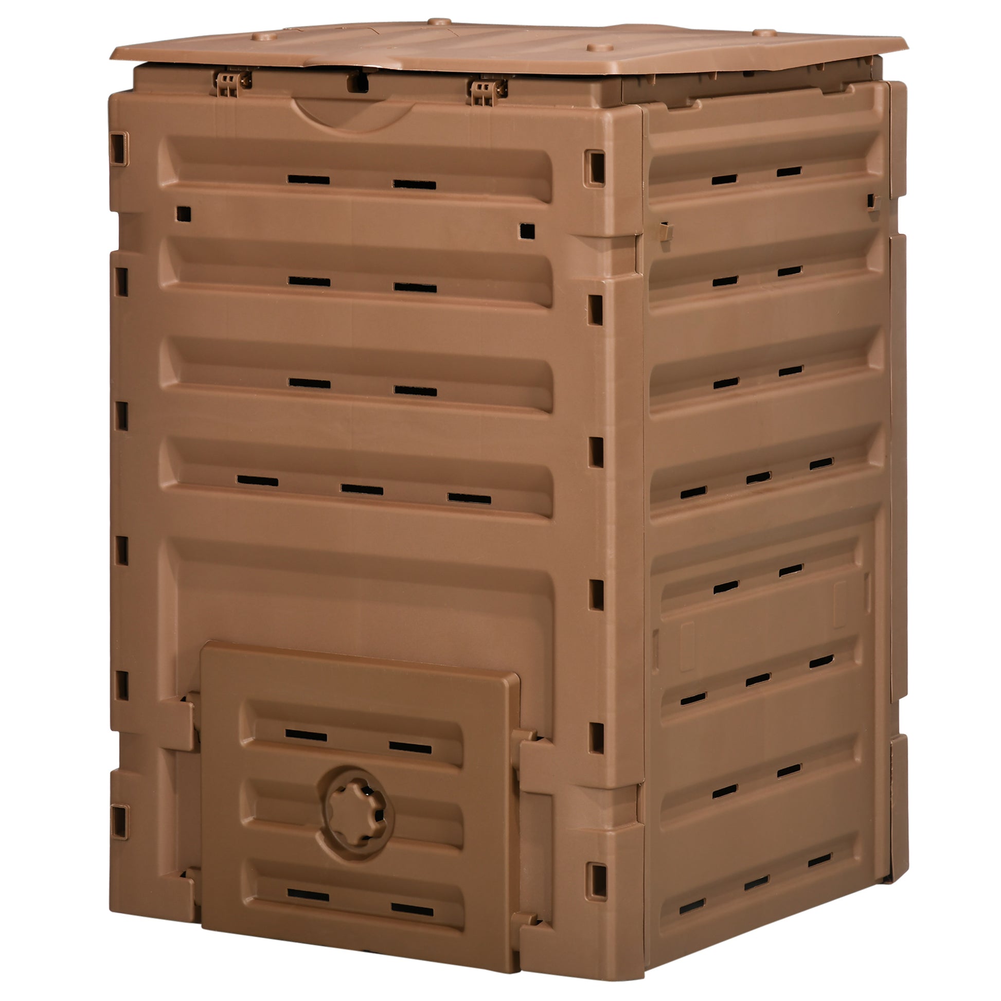 Compost Bin, Garden Composter with 80 Vents and 2 Sliding Doors, 120 Gallon (450L), Black Outdoor Compost Bin Brown  at Gallery Canada