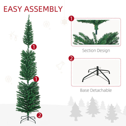 7.5' Artificial Pencil Christmas Trees Holiday Decoration with Colourful LED Lights, Steel Base, Skinny Shape Pencil Christmas Trees   at Gallery Canada