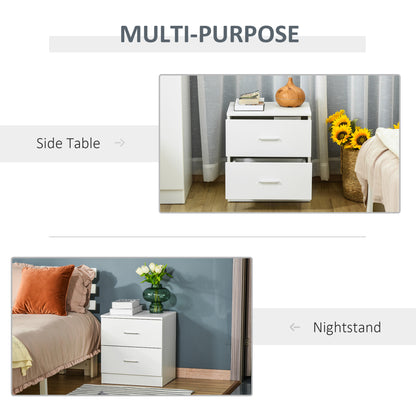 Bedside Table with 2 Drawers, Modern Nightstand, Cabinet Drawer Side Storage Unit for Bedroom, White Bedside Tables   at Gallery Canada