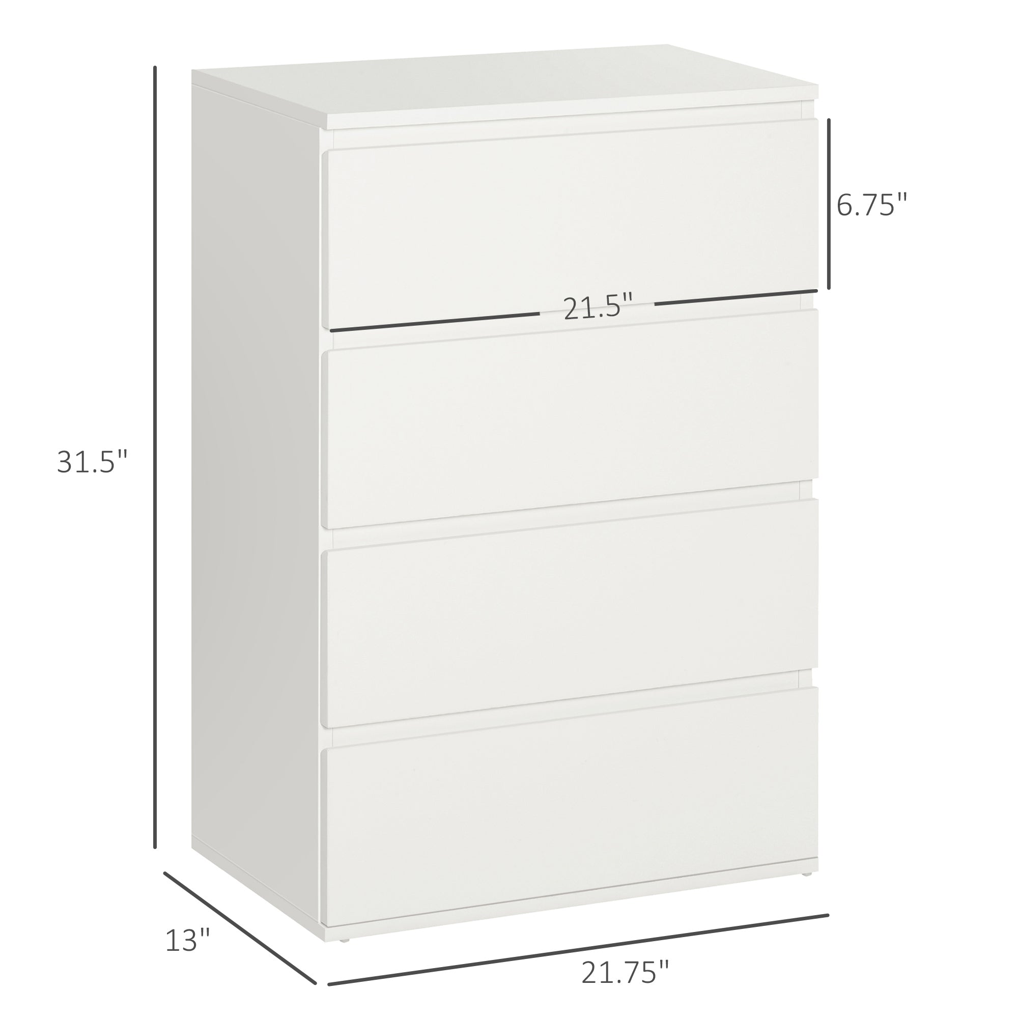 4 Drawer Cabinet Storage Cupboard Wooden Freestanding Organiser Unit White Storage Cabinets White  at Gallery Canada