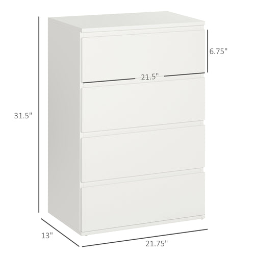 4 Drawer Cabinet Storage Cupboard Wooden Freestanding Organiser Unit White