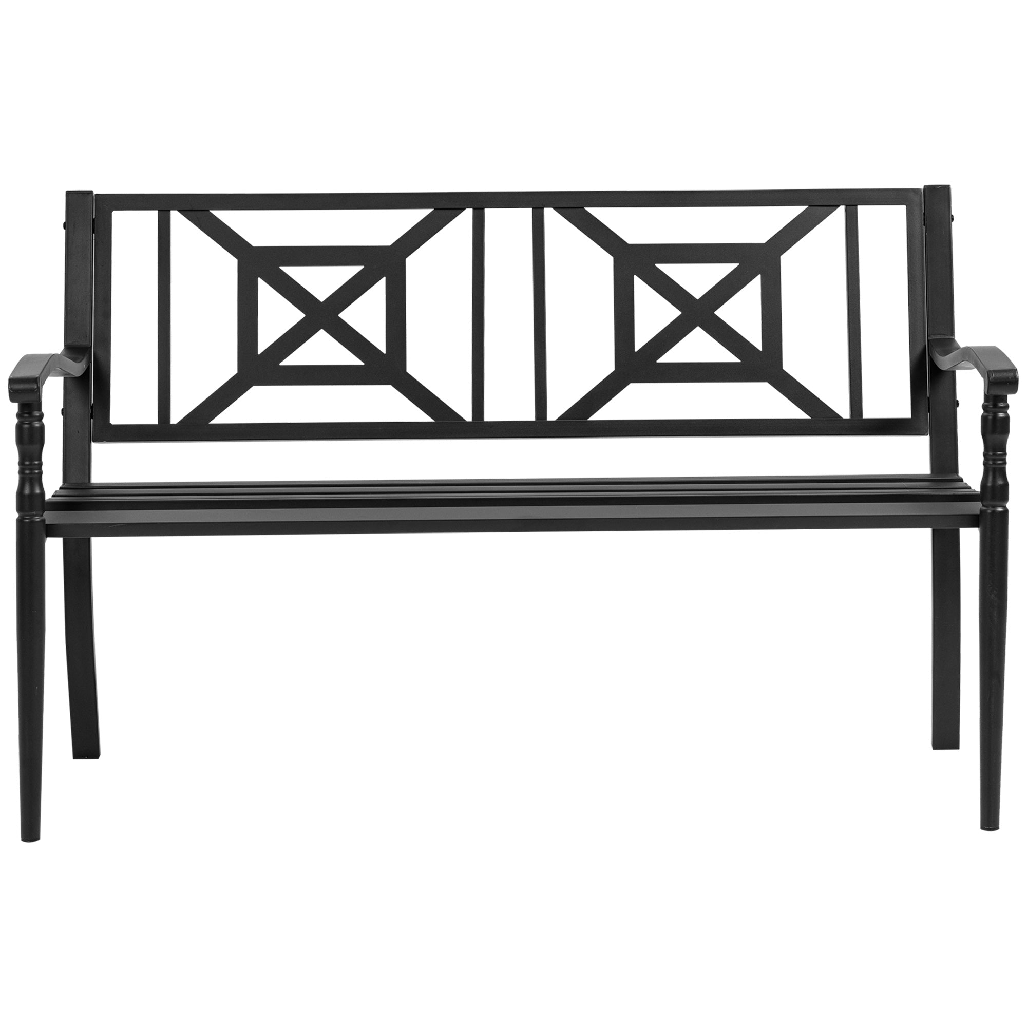 Steel Garden Bench for Outdoor, 2-person Patio Bench, Loveseat Furniture for Lawn, Deck, Yard, Porch, Entryway, Black Outdoor Benches   at Gallery Canada