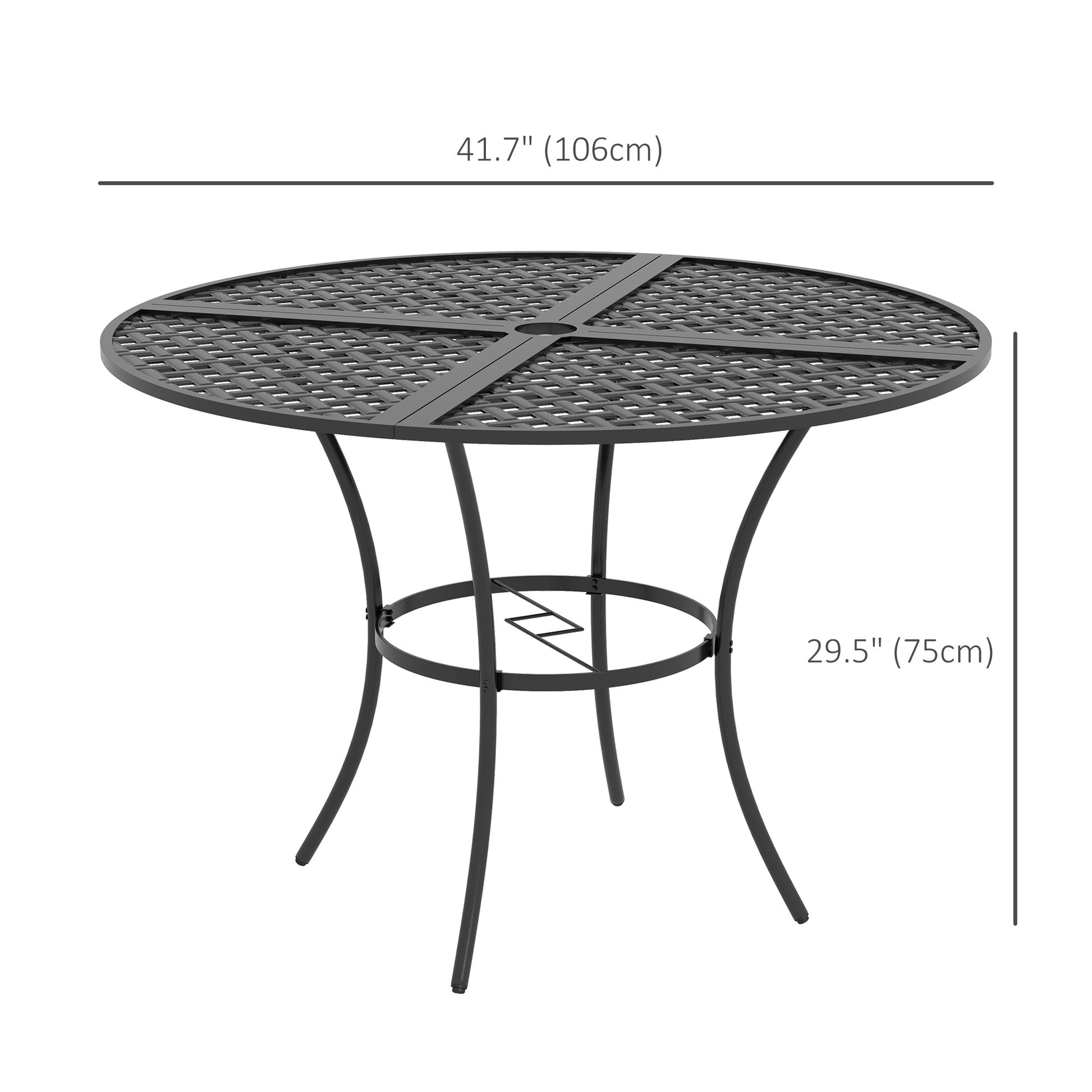 42" Round Outdoor Dining Table for 4 Persons, Metal Patio Dining Table with Umbrella Hole for Backyard, Lawn, Balcony Outdoor Dining Sets   at Gallery Canada