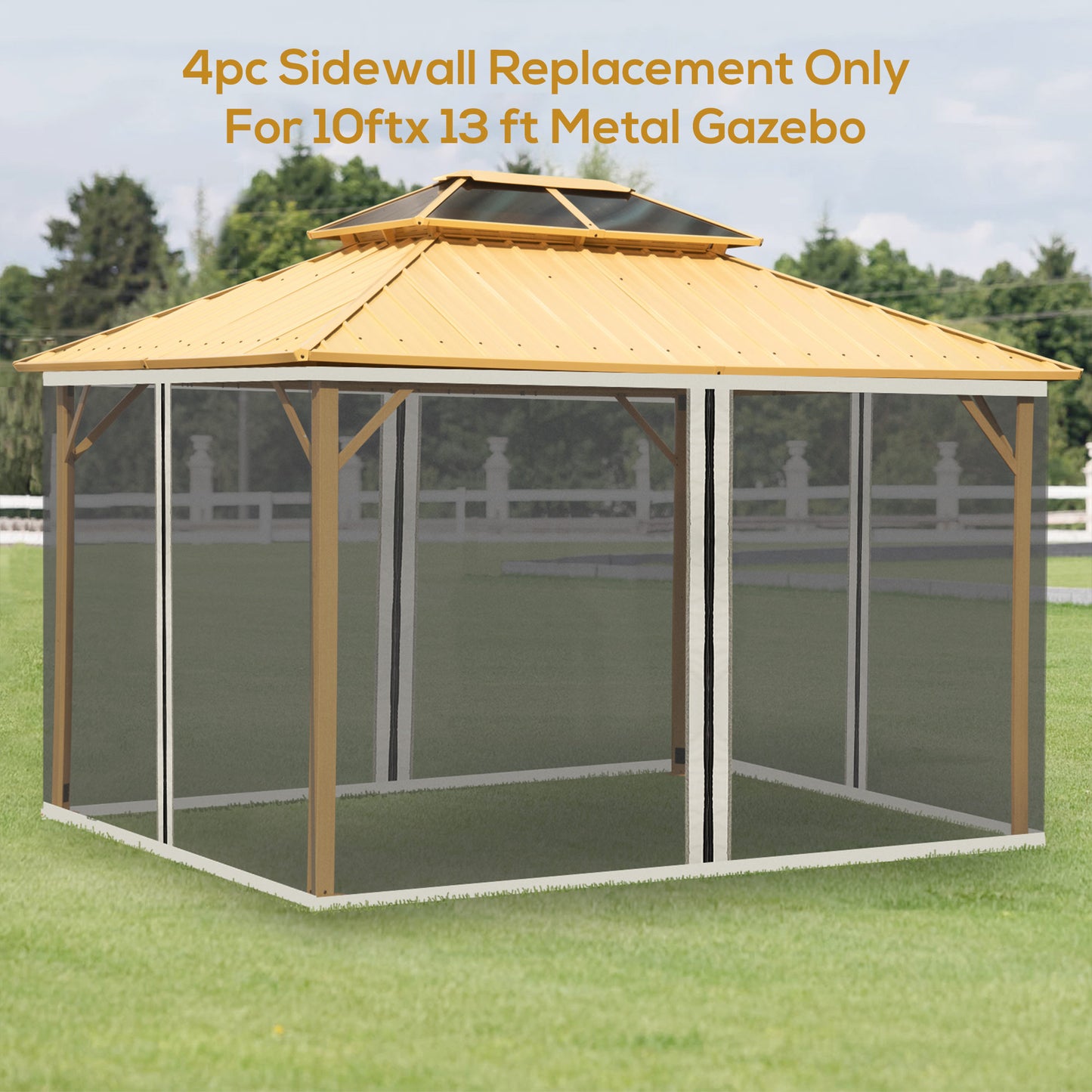 Replacement Mosquito Netting for Gazebo 10' x 13' Black Screen Walls for Canopy with Zippers for Parties and Outdoor Activities - Cream White Gazebo Sidewalls   at Gallery Canada