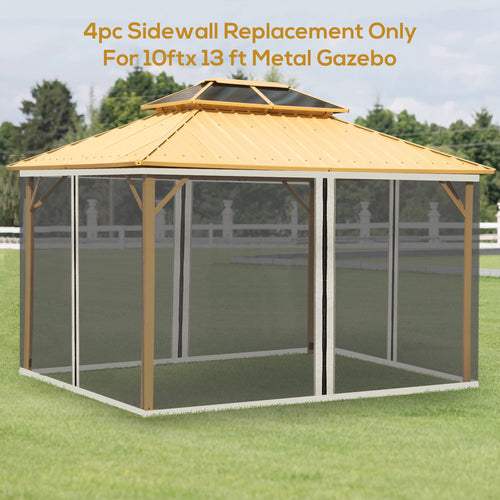 Replacement Mosquito Netting for Gazebo 10' x 13' Black Screen Walls for Canopy with Zippers for Parties and Outdoor Activities - Cream White