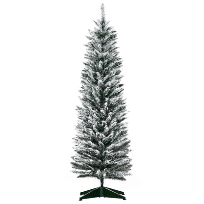 5ft Tall Pencil Artificial Christmas Tree, Holiday Décor with Snow Flocked Branches, Green Artificial Christmas Trees Green  at Gallery Canada