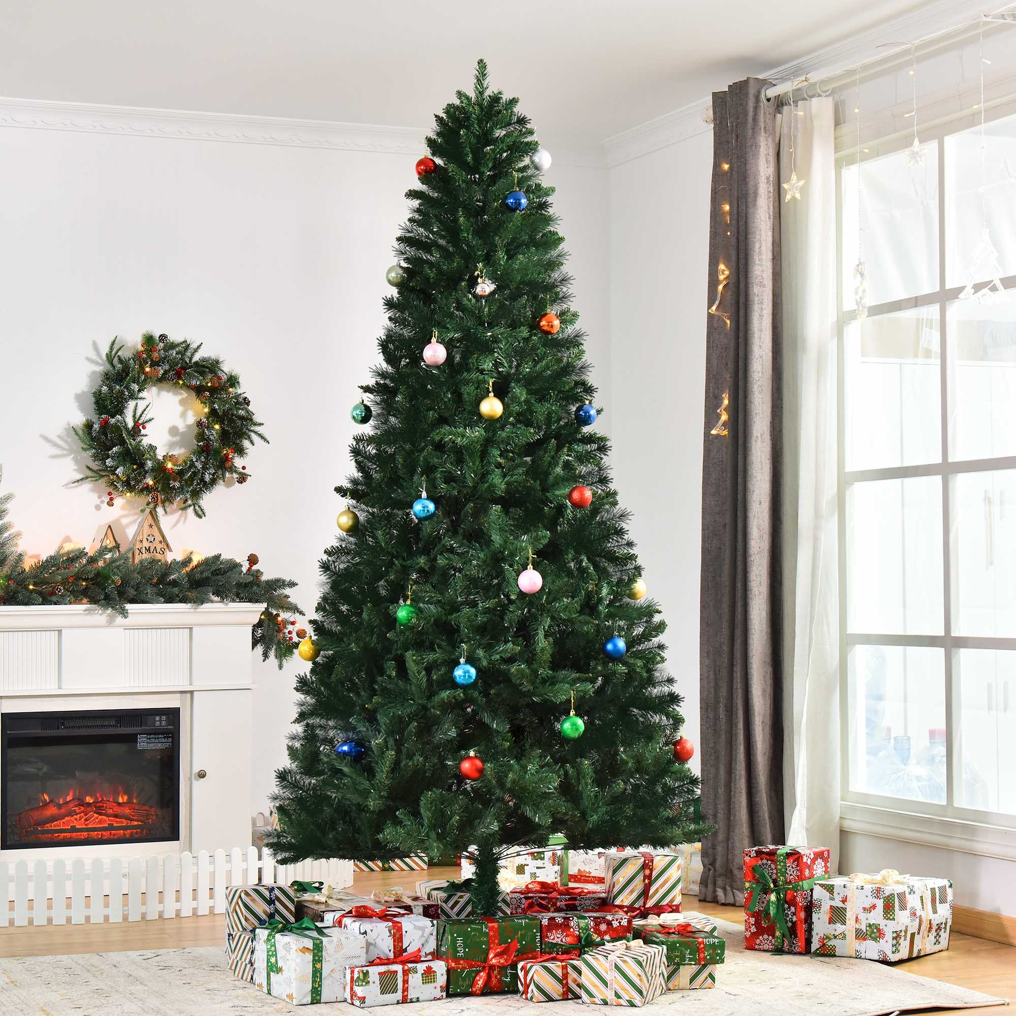 8FT Artificial Christmas Tree Holiday Indoor Home Xmas Decoration for Party, with Foldable Base, Green Artificial Christmas Trees   at Gallery Canada