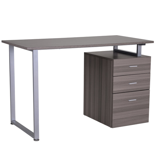 47" L Computer Desk Writing Table Workstation with Multi-Use Reversible File Drawers Metal Frame Home Office Furniture, Dark Wood Grain Writing Desks Multi Colour  at Gallery Canada