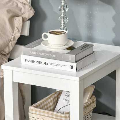 Side Table, Modern Coffee End Table with Drawer and Shelf, Nightstand for Bedroom, Living Room, White Side Tables   at Gallery Canada