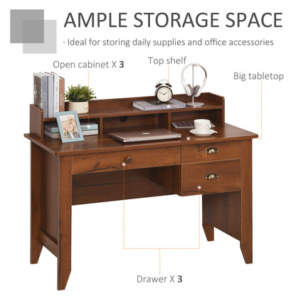 Computer Desk with Storage Hutch, Drawers, Shelf, Home Office Writing Table Study Workstation with Cable Management, Brown Writing Desks   at Gallery Canada