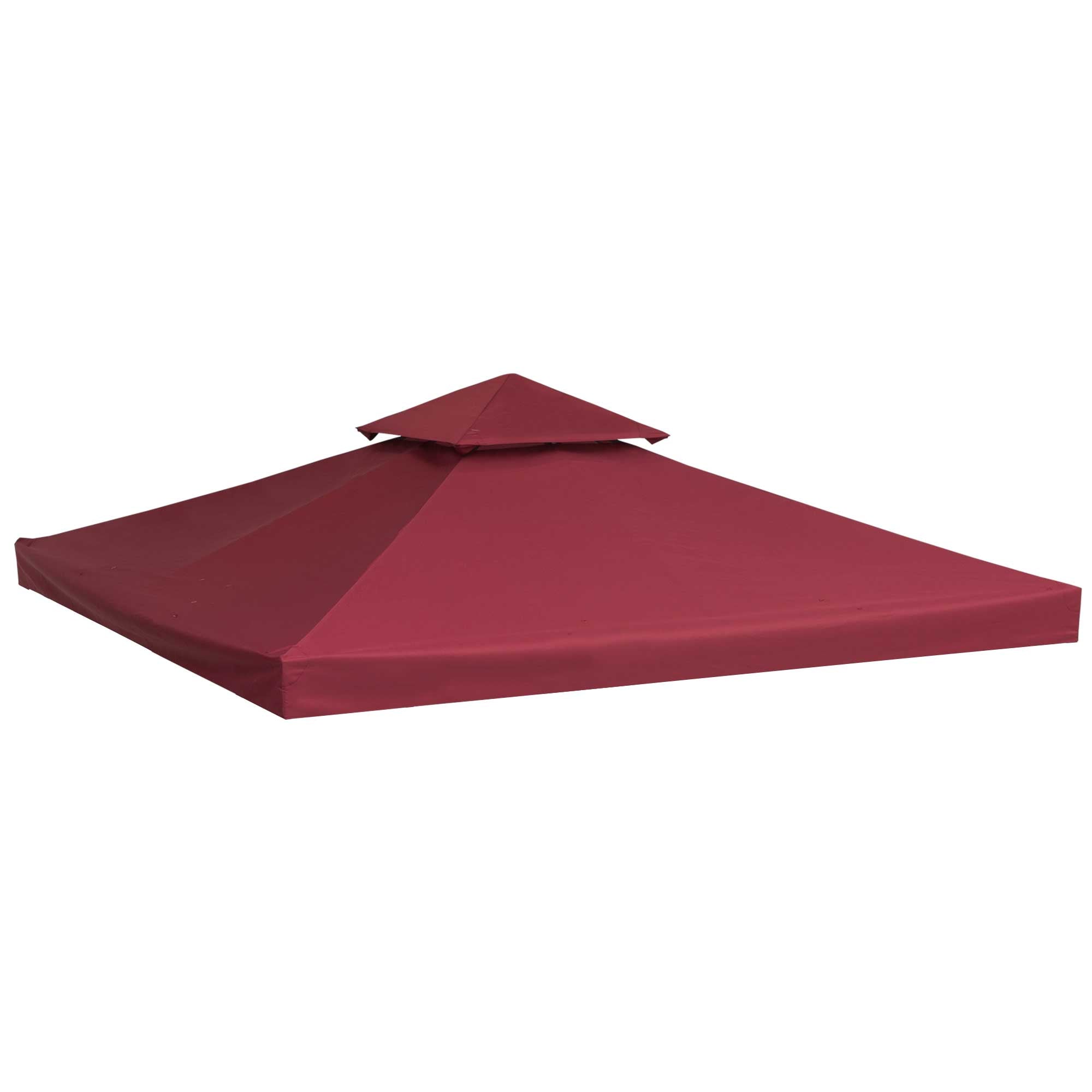 9.8' x 9.8' Square 2-Tier Gazebo Canopy Replacement Top Cover Outdoor Garden Sun Shade, Wine Red Gazebo Canopy Replacement Red  at Gallery Canada