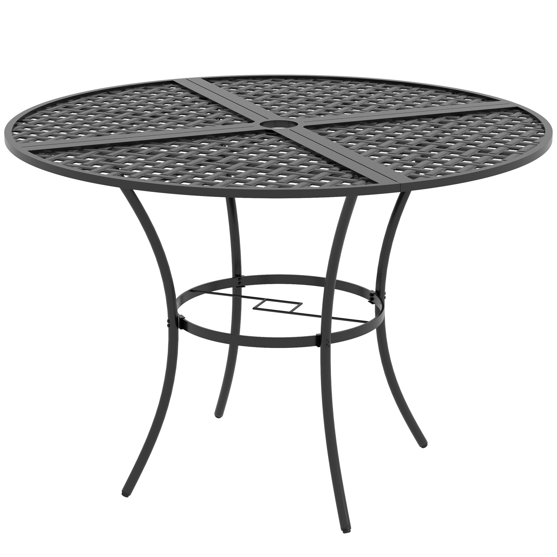 42" Round Outdoor Dining Table for 4 Persons, Metal Patio Dining Table with Umbrella Hole for Backyard, Lawn, Balcony Outdoor Dining Sets Black  at Gallery Canada