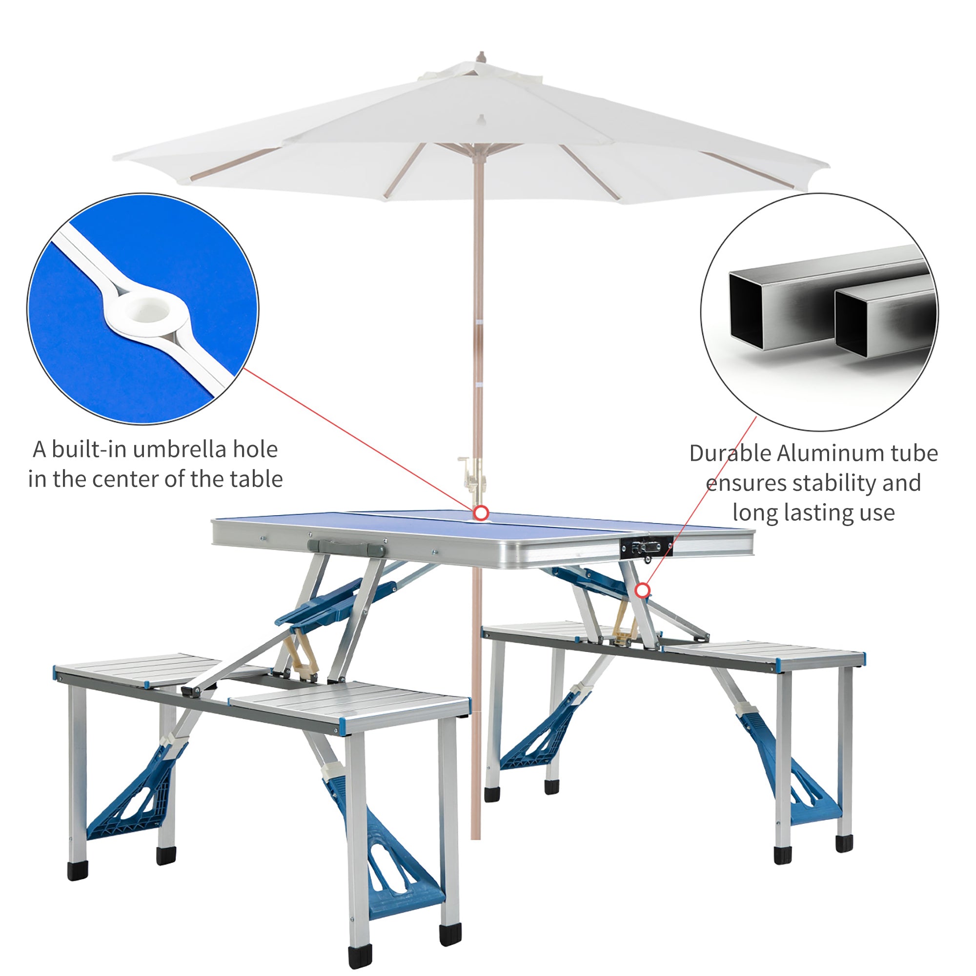 Portable Picnic Table Set Junior Folding Camping Table Set Portable Camping Garden BBQ Party Blue Picnic Tables & Camping Chairs   at Gallery Canada