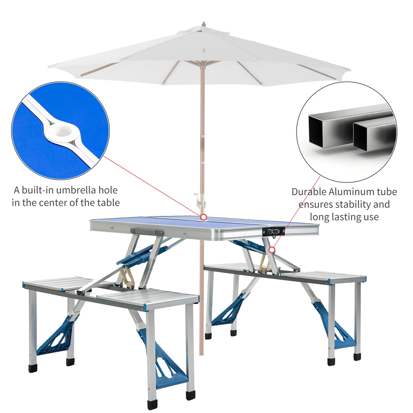 Portable Picnic Table Set Junior Folding Camping Table Set Portable Camping Garden BBQ Party Blue Picnic Tables & Camping Chairs   at Gallery Canada