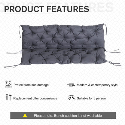 3 Seater Outdoor Seat Pads Bench Swing Chair Replacement Cushions Backrest for Patio Garden, Dark Grey - Gallery Canada