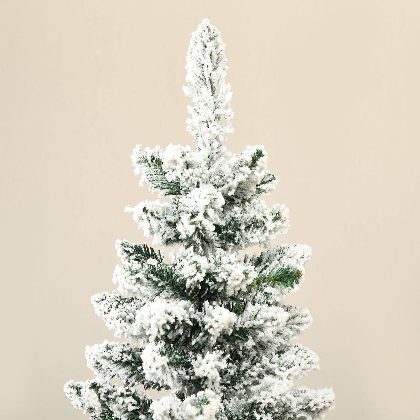 6ft Tall Pencil Artificial Christmas Tree, Holiday Décor with Snow Flocked Branches, Green Artificial Christmas Trees   at Gallery Canada