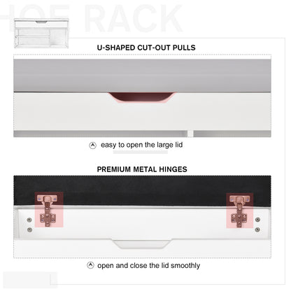 Shoe Bench Entryway Storage Rack with Padded Cushion PU Cover for Hallway Living Room Bedroom, White Storage Ottomans & Benches   at Gallery Canada