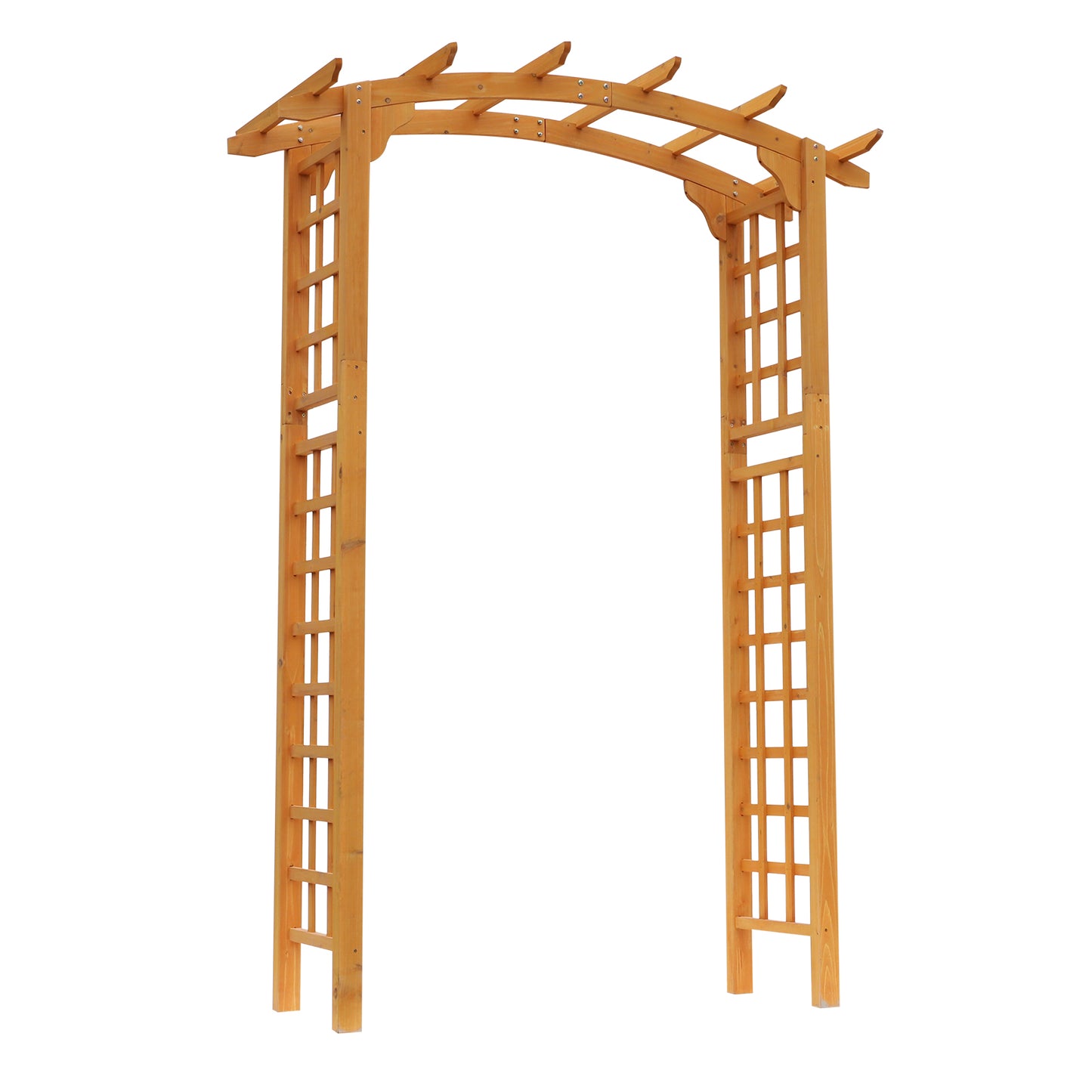 7.5FT Wood Garden Arch Trellis, Outdoor Walkway Round Pergola Style Arbor for Decorative Climbing Plants, Patio, Lawn, Backyard Party, Ceremony Decoration Accessories, Yellow - Gallery Canada