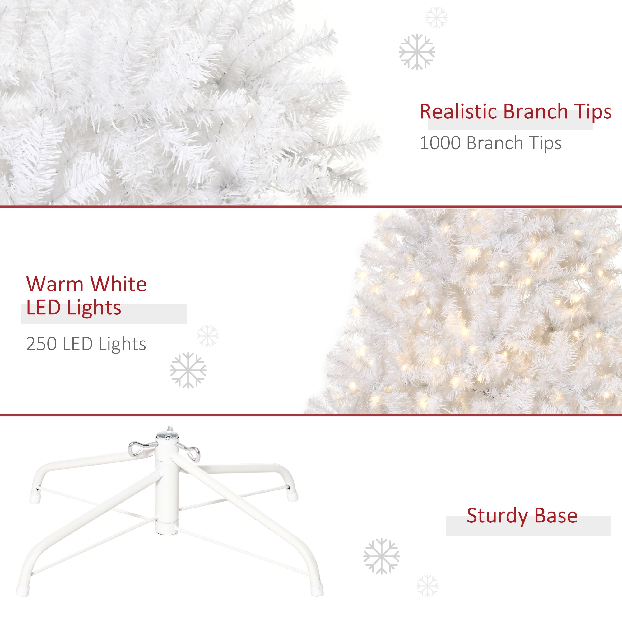 6FT Prelit Artificial Christmas Tree Warm White LED Light Holiday Home Xmas Decoration with Automatic Open, White Pre Lit Christmas Trees   at Gallery Canada