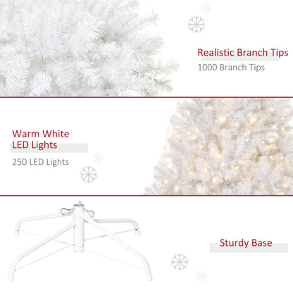 6FT Prelit Artificial Christmas Tree Warm White LED Light Holiday Home Xmas Decoration with Automatic Open, White Pre Lit Christmas Trees   at Gallery Canada