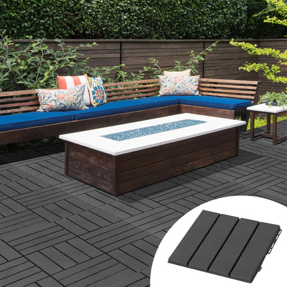 9 Pcs PP Interlocking Composite Deck Tile, 12" x 12" Outdoor Flooring Tiles for Indoor and Outdoor Use, Tools Free Assembly, Black Deck Tiles   at Gallery Canada