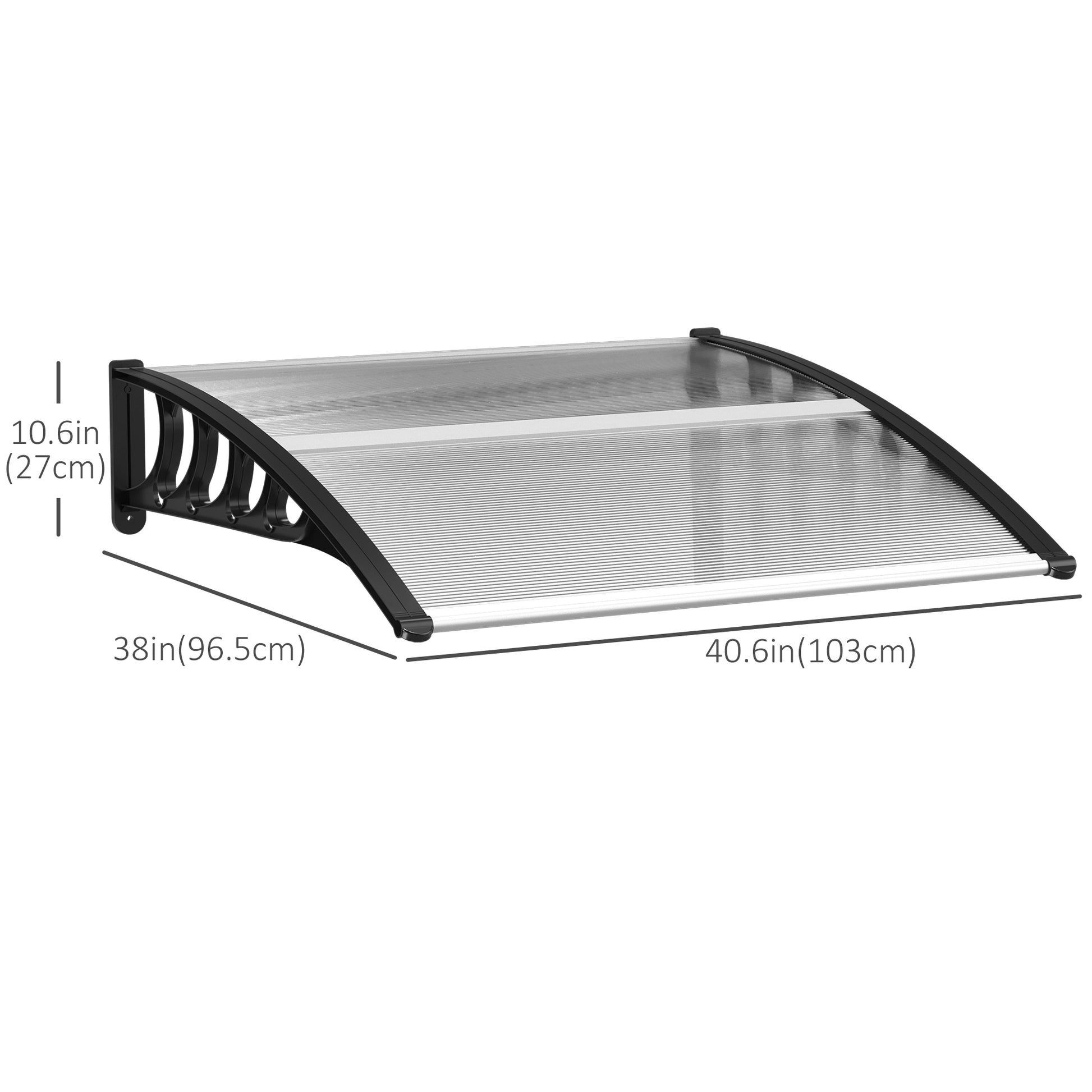 Awning Door Canopy, 40.6" x 38" Polycarbonate Front Door Outdoor Patio Cover with Hollow Sheet for UV Protection, Clear Door Awnings   at Gallery Canada