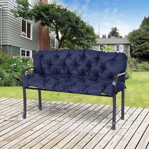 3 Seater Outdoor Seat Pads Bench Swing Chair Replacement Cushions Backrest for Patio Garden, Dark Blue