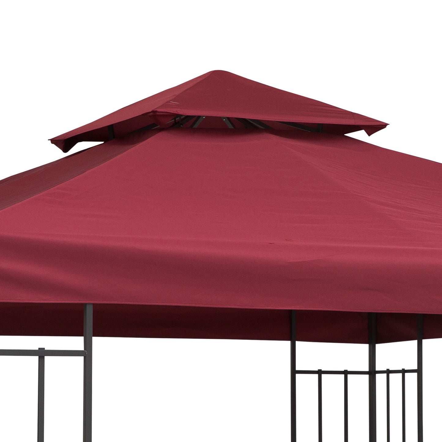 9.8' x 9.8' Square 2-Tier Gazebo Canopy Replacement Top Cover Outdoor Garden Sun Shade, Wine Red Gazebo Canopy Replacement   at Gallery Canada