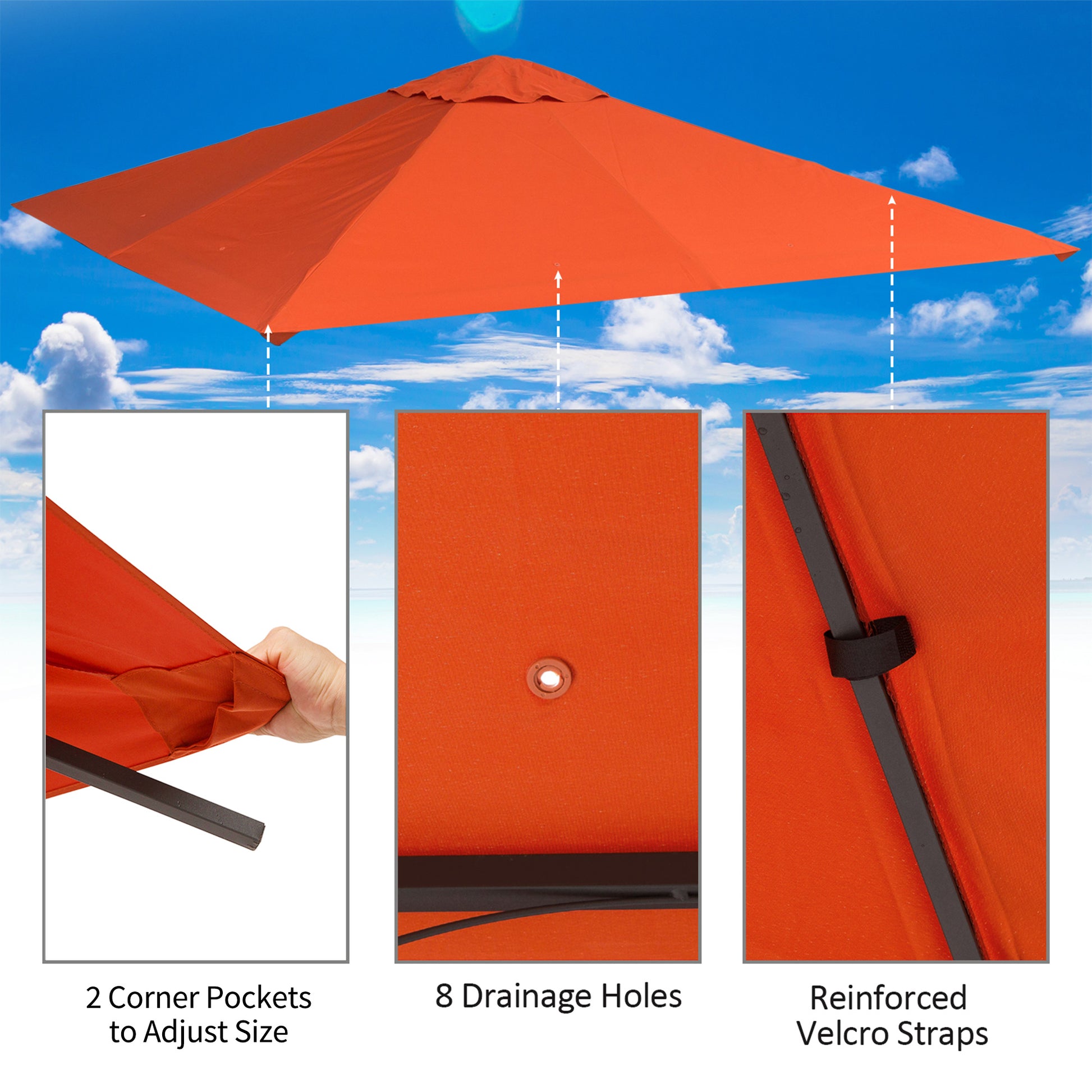 9.8' x 9.7' Square Gazebo Canopy Replacement UV Protected Top Cover Sun Shade Orange Gazebo Canopy Replacement   at Gallery Canada